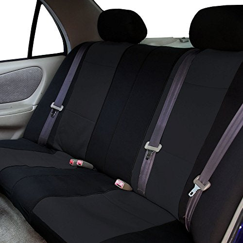FH Group Waterproof Neoprene Car Seat Covers Rear Set– Universal Fit Split Bench Back Seat Cover, Durable Automotive Seat Protector for Cars, SUVs & Vans, Black/Black - color: Black, style: Rear Set