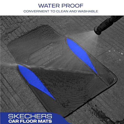 Skechers Car Floor Mats,Waterproof Universal Fit Car Mats,Faux Leather Car Floor Mats,Carbon Floor Mats for Cars with Anti-Slip Skechers Heel Pad Fit for SUV,Vans,Sedans,Trucks,Blue