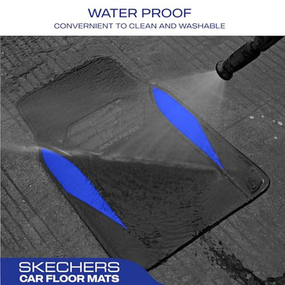 Skechers Car Floor Mats,Waterproof Universal Fit Car Mats,Faux Leather Car Floor Mats,Carbon Floor Mats for Cars with Anti-Slip Skechers Heel Pad Fit for SUV,Vans,Sedans,Trucks,Blue