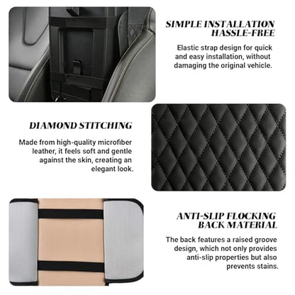 Car Center Console Cover, Upgraded Microfiber Car Armrest Cover Cushion, with 2 Storage Bags Scratch, Resistant Leather Cars Armrest Storage Box Universal Vehicles Accessories (Black) - color: Black