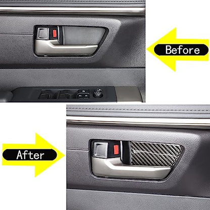 Toyota Tundra/Sequoia 2022-2024 Non-Marking Car Door Bowl Protector - Real Carbon Fiber 3D Sticker, Scratch Protective Film - size: Inner Door Handle Bowl Sticker