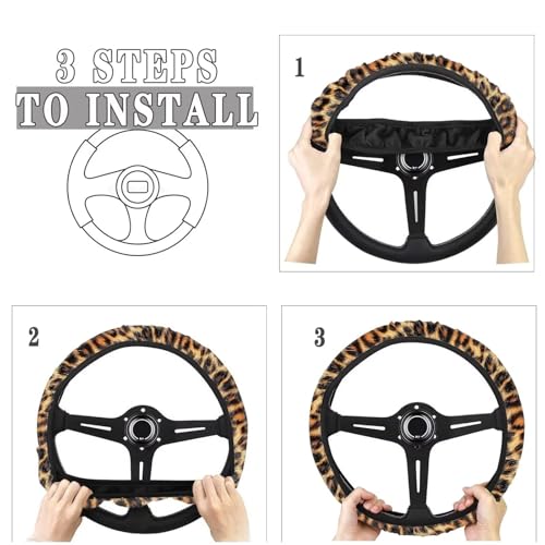 GLENLCWE Brown Leopard Car Steering Wheel Cover 14.5-15 inches Neoprene Steering Wheel Protector Cover Universal Fit Trucks SUV Van - color: Brown Leopard