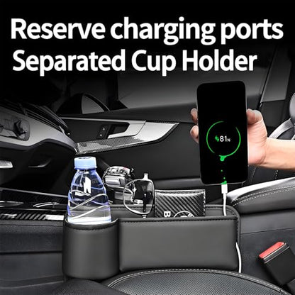 Car Seat Gap Filler Organizer, Universal Premium Leather Seat Organizer with Cup Holder, Seat Gap Storage Box with Bottle Holder, Car Leather Gap Bag Front Center Console Seat (Driver Side) - size: Driver Side
