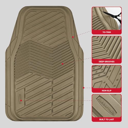 Rubbermaid Car Mats Full Set – All Weather Car Floor Mats Universal Trim-to-Fits Design,Heavy Duty Car Mats for Cars, SUVs, Trucks,and Vans - Black - color: Beige