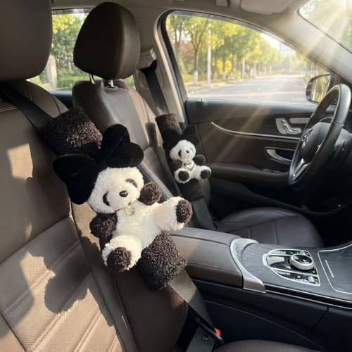UNICOLD Soft Auto Seat Belt Cover Seatbelt Shoulder Pad Cushions 2 PCS for a More Comfortable Driving Universal Fit for All Cars and Backpack Cute Panda
