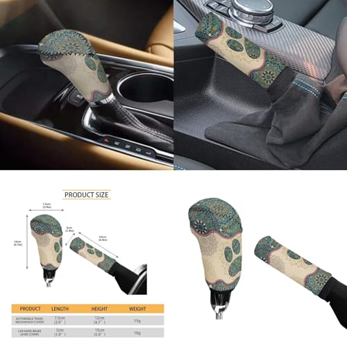 Dog Claw Car Steering Wheel Covers Set Bohemian Print Car Interior Accessories Cup Holder,Handbrake Gear Cover for Vans Truck SUV - color: Dog Claw