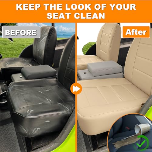 Low Back Seat Covers Compatible with 1965-1979 Jeep CJ5, 1976-1980 Jeep CJ7, Front Bucket Driver & Passenger Seat (Tan) - color: tan