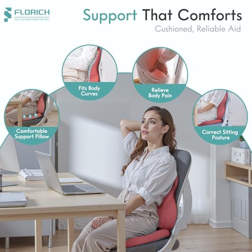 Car Seat Cushion and Lumbar Support Pillow for Office Chair Car, Ergonomic Memory Foam, Relieves Back Sciatica Pain, Pressure-Relieving Back Support for Car, Office Chair & Wheelchair - Red - color: Red, size: Seat Cushion&Lumbar Pillow