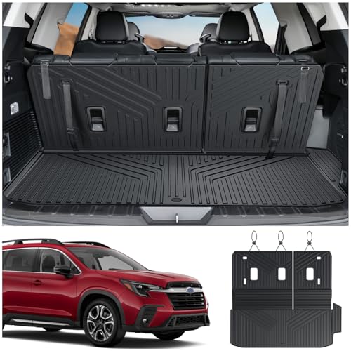 Cargo Mat with Backrest Mats for 2019-2025 2026 Subaru Ascent 7/8 Passenger Accessories, All-Weather TPE 3rd Backrest Mat Trunk Mat Cargo Liner Protector(Cargo Mat with Backrest Mats) - style: Cargo Mat with Backrest Mats