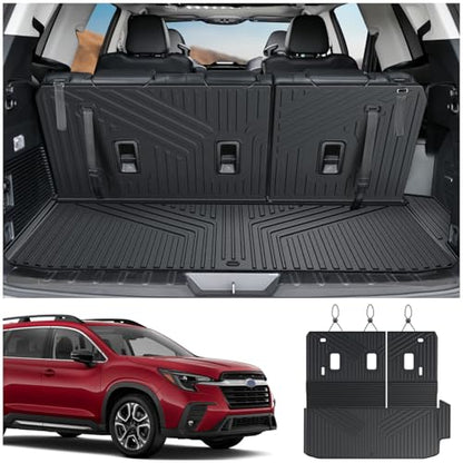Cargo Mat with Backrest Mats for 2019-2025 2026 Subaru Ascent 7/8 Passenger Accessories, All-Weather TPE 3rd Backrest Mat Trunk Mat Cargo Liner Protector(Cargo Mat with Backrest Mats) - style: Cargo Mat with Backrest Mats