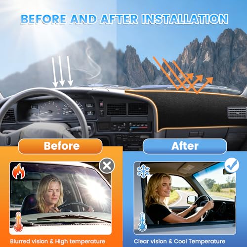 KUST Black Dash Cover Compatible with Toyota 4Runner 1989-1995 Dashboard Cover Accessories for 4Runner Non-Slip Polyester Dashboard Mat Custom Fit Center Console Sunshield Protector No Glare - size: 4Runner 89-95(Black)