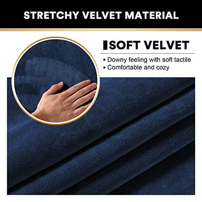 2 Pack Thick Velvet Stretch Armrest Covers for Chairs and Sofas Armchair Covers for Arms Couch Arm Covers Armrest Covers for Sofa Non Slip, Navy - color: Navy