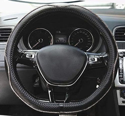 Mayco Bell Flat Bottom Steering Wheel Cover Anti-Slip,Safety,Soft,Breathable,Durable,Full Surround,Comfortable Grip Microfiber Leather (D Shape, Black White)