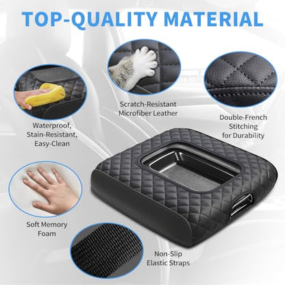 Center Console Cover Compatible with Silverado/Sierra 2014-2018 with 40/20/40 Jump Seat, Premium Leather Armrest Cover Pad, Car Middle Console Cover (ONLY for Split Bench Seat Console) - size: 2014-2018 Silverado/Sierra (Bench Seat Console)