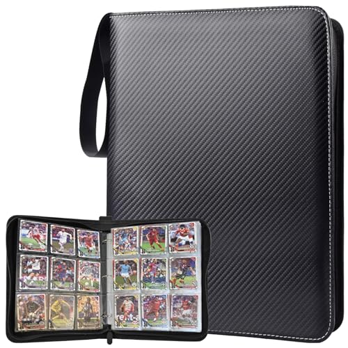 Portable 9-Pocket Trading Card Binder, Holds 1080 Cards with 60 Removable Double-Sided Sleeves, Baseball Card Binder Card Storage Organizer Album for Boys, Girls, Sports & Game Cards