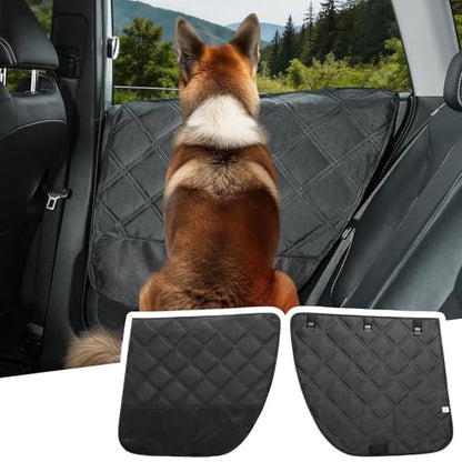 JOYTUTUS Dog Car Door Protector Compatible with Sedan/Family Car/Small SUV, Waterproof & Anti-Scratch Door Protector from Dog Scratching with Storage Pockets (2 Packs Universal Fit)