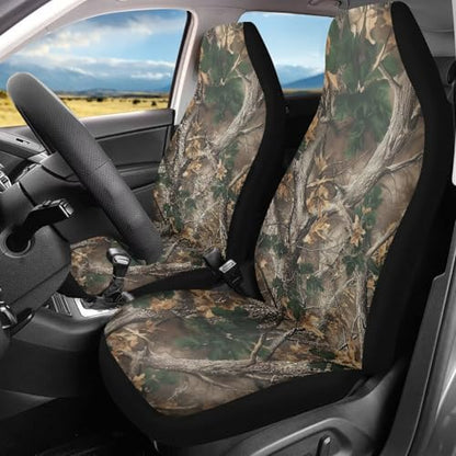 Bulopur Hunting Camo Car Seat Covers Front Seats Only Universal Automotive Seat Covers & Accessories Set for SUV Sedan Truck High Back Cushion Protector Cover 2 Pack, Easy to Install - color: Branch Camo Hunting