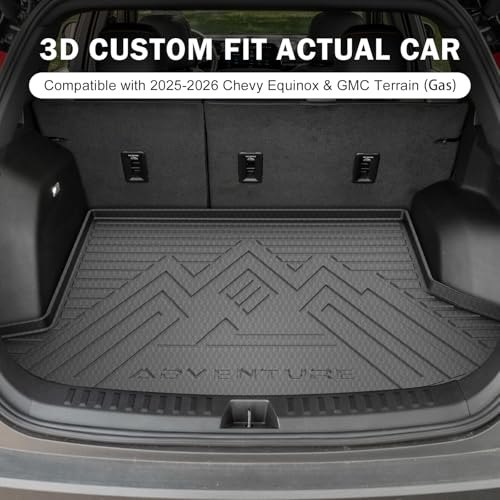 KUST Trunk Cargo Mat for Chevy Equinox/GMC Terrain 2025-2026 (Gasoline), Rear Cargo Liner for Equinox Accessories All Weather Protection TPE Rubber Raised Edge - style: Equinox 2025-2026 │ Trunk Mat