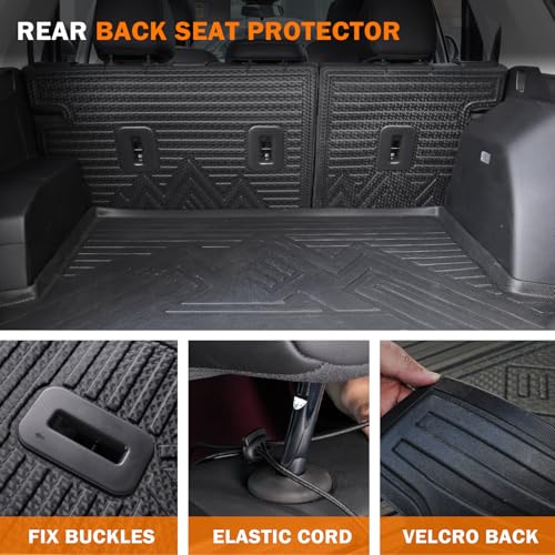 KUST Cargo Trunk Liner for Jeep Grand Cherokee 5 Seats 2022-2026 (Include 4XE, Not for WK & L), Rear Cargo Mat with Back Seat Protector for Grand Cherokee Accessories Cover TPE Rubber Raised Edge - style: Grand Cherokee 2022-2026 │ Cargo + Backrest Mat