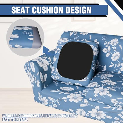 Stretch Couch Covers for 3 Separate Cushion Couch Sofa,Floral Printed Couch Sofa Cover,Washable Sofa Slipcover,Pet Friendly Furniture Protector with Elastic Bottom,Universal Fit for Home(Sofa,Cover)