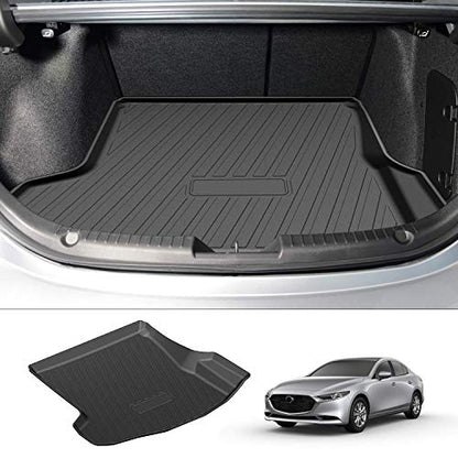 Powerty Trunk Mat for 2019-2024 2025 2026 Mazda 3 Sedan Accessories All Weather TPO Rear Cargo Liner(Not for Hatchback) - size: Cargo Mat｜For｜19-26｜Mazda 3 Sedan