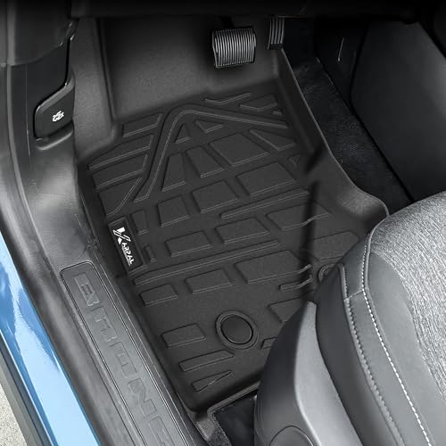 KARPAL Floor Mats for 2021-2025 2026 Ford Bronco 4 Door (Not fit Sport), Custom Fit TPE All Weather Ford Bronco Accessories 1st&2nd Row Floor Liner & Cargo Liner Backrest Mat - style: 2021-2026 | For Ford Bronco 4 Door| Full Set