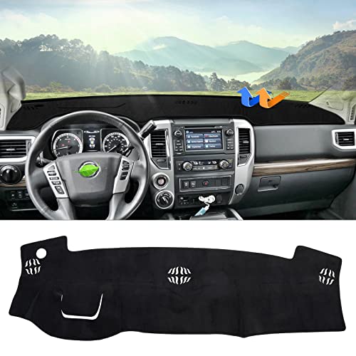 Autorder Dashboard Cover Mat for 2016-2024 Nissan Titan Accessories Dash Cover Flannel Dash Mat Sunshade Glare UV Rays Protector - size: For Nissan Titan 2016-2024