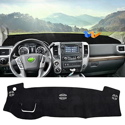 Autorder Dashboard Cover Mat for 2016-2024 Nissan Titan Accessories Dash Cover Flannel Dash Mat Sunshade Glare UV Rays Protector - size: For Nissan Titan 2016-2024