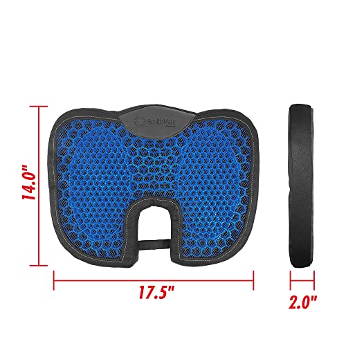 HEALTHMATE IN9115 Comfy Gel Coccyx Cushion Gel Seat Cushion for Long Sitting for Back, Sciatica and Tailbone Pain Relief, for Office Chair, Car, Wheelchair, Long Trips - size: Wedge