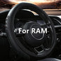 Leather Steering Wheel Cover for Dodge Ram 1500 2500 3500, 15.5-16 Inches Car Steering Wheel Cover with Anti-Slip Massage Particle (Black) - color: Black