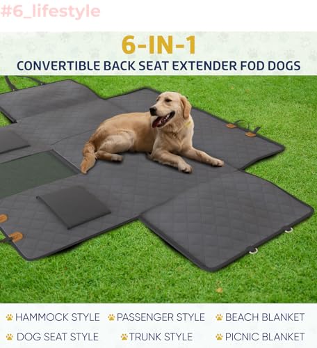 Katziela Back Seat Extender for Dogs-Large Space, Dog Car Seat Cover Hard Bottom Covered with 2 Foams Sturdy Backseat Extender for Dogs, Waterproof Dog Hammock for Car, SUV, Truck Car Bed 425Lbs - color: Black