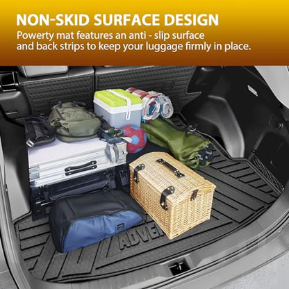 Powerty Cargo Mats with Backrest Mat for Toyota RAV4 2019-2025 Accessories(Include Hybrid&Gasoline), All Weather TPE Cargo Trunk Liners with Seat Back Mat Replacement for RAV4 (Trunk Mat+Backrest Mat) - size: Cargo+Backrest Mat｜For｜19-25｜Toyota Rav4
