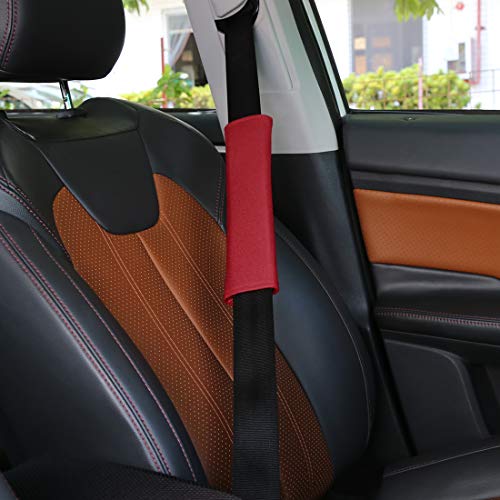 X AUTOHAUX 4pcs Universal Red Car Safety Seat Belt Pads Cover with Soft Polyester Fiber Auto Seatbelt Shoulder Pad for More Comfortable Driving - color: Red