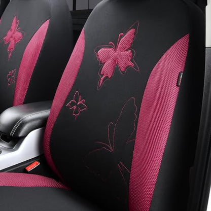 Flying Banner Butterfly car seat Covers ful Set Fashion Universal Lady Woman Female Rear Bench Split Colorized (Full Set - Lace, Burgundy) - color: Burgundy Lace, size: Full set