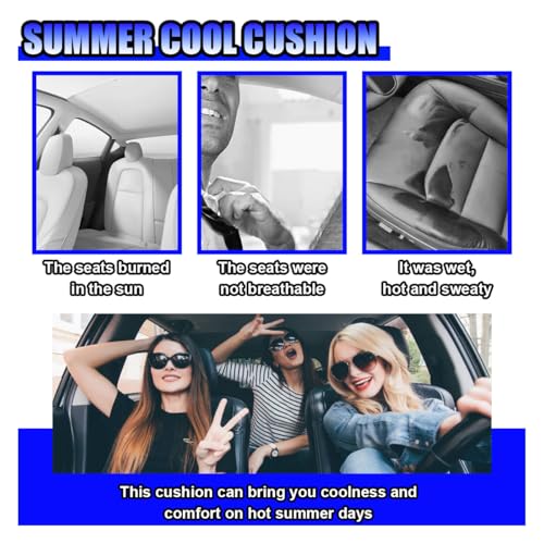 Car Seat Cushion, Comfort Cool Ice Silk Fibers Automotive Front Seats Pad, Non-Slip Breathable Auto Guard Seat Cushion, Drivers Seats Protector Covers for Vehicle, Home, Office (Black) - color: Black