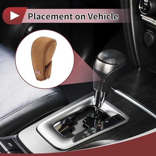 1 Pc Gear Shift Knob Cover Decoration Stick Shifting Handle Protector 12x4.5cm/4.72"x1.77" Brown Faux Leather