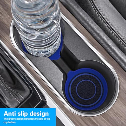 Mandark Car Cup Holder Coaster, 2.75 Inch Non-Slip Vehicle Cup Holder Insert Mats, Dustproof Automotive Interior Console Cup Insulated Pads Accessories, Universal for SUV, Sedan, Truck (Blue) - color: Blue