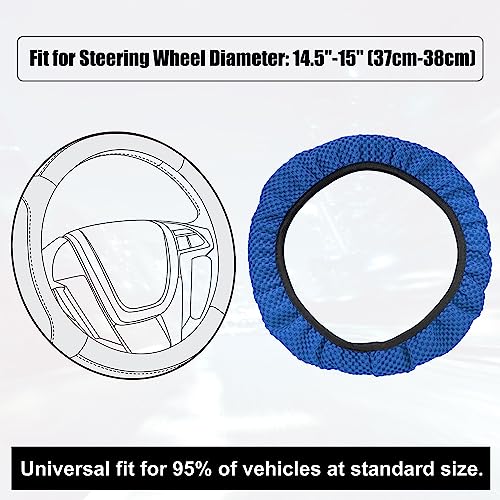 X AUTOHAUX Steering Wheel Cover Universal Elastic Stretch Antislip Breathable Microfiber Ice Silk Interior Trim Wheel Protector for Car Truck SUV Blue - color: Blue