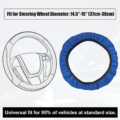 X AUTOHAUX Steering Wheel Cover Universal Elastic Stretch Antislip Breathable Microfiber Ice Silk Interior Trim Wheel Protector for Car Truck SUV Blue - color: Blue