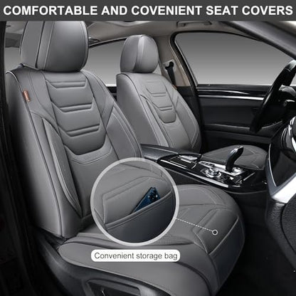 TIEHESYT Car Seat Covers Full Set, Breathable Leather Automotive Front and Rear Seat Covers, Car Seat Protectors Full Set, Compatible with Most Vehicles, SUV (Graceful Gray, Front Pair) - color: Graceful Gray, size: Front Pair Headrestless