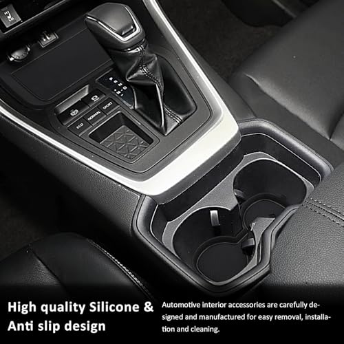 Auovo 3D Cup Holder Insert Liners Compatible with Toyota RAV4 Accessories 2025 2024 2023 2022 2021 2020 2019 Car Custom Cup Holder Mats Pads 3-pc Set (Black Trim) - color: Black, size: 3PCS