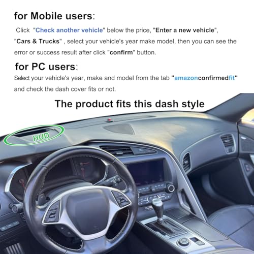 Dash Cover Mat Custom Fit for Chevy Chevrolet Corvette with Head Up Display with Light Sensor,Dashboard Cover Cap Pad Carpet Protector (Black) F325B