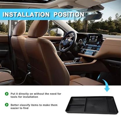 Pathfinder Lower Organizer Tray Compatible with Nissan Pathfinder 2022 2023 2024 2025 2026 S/SV/SL/Rock Creek/Platinum Accessories Floor Center Console Armrest Insert Tray Storage Box