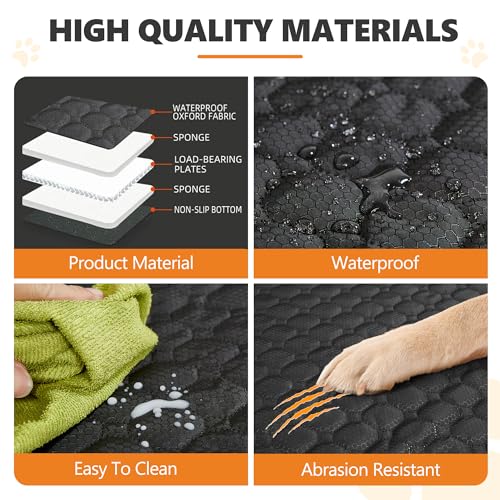 Back Seat Extender,Dog Car Seat Cover,Waterproof Pet Hammock Travel Bed,Durable Camping Air Mattress,Non Inflatable Car Bed Mattress Easy Clean for Car SUV Truck (Black) - color: Black