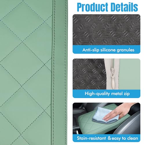 Hovom Car Center Console Armrest Pillow, 12.6"×7.87"×1.97" Leather Arm Rest Cover for Cars, Soft Comfortable Auto Armrest Cushion Pad, Vehicle Middle Console Cover, Car Accessories (Green) - color: Green