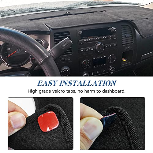 Black Dashboard Dash Board Cover Mat Carpet Compatible with 2007-2013 Chevrolet Silverado GMC Sierra - size: 2007-2013 Chevrolet Silverado GMC Sierra