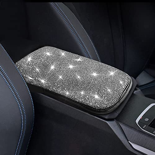 Car Armrest Cover for Women White Diamond Rhinestone Bling Car Accessories Car Decor Mother's Day Gift for Women - color: White