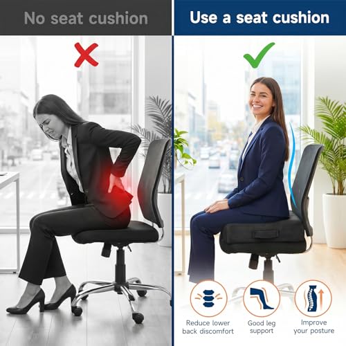 Car Booster Seat Cushion for Adults,Memory Foam Heightening Wedge Seat Pad,Elevated Chair Cushion to Improve Driving Vision(15.7×15.7×5.9inch,Black)