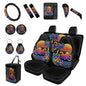 Forchrinse Hawaiian Octopus Car Seat Covers Full Set for Women Men Front Back Seat Cover Steering Wheel Cover Seatbelt Pads Handbrake Gearshift Cover Garbage Can 15Pack Auto Accessories - color: Hawaiian Octopus