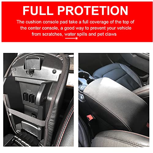 DEYTOP Console Armrest Cover for Ford Explorer 2011-2019 Center Console Crusion Pad for 2019 2017 2016-2011 Explorer Anti-Scratch Leather Armrest Crusion Protector (Black with Black Stitches)